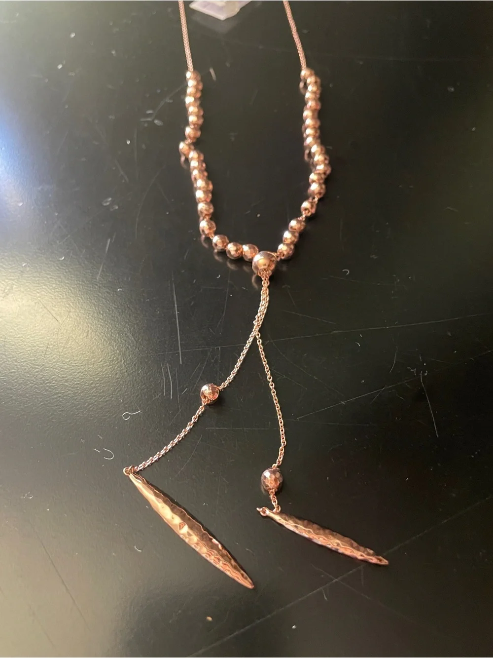 NWT Gorjana Rose Gold Beaded Lariat Necklace - Picture 3 of 5